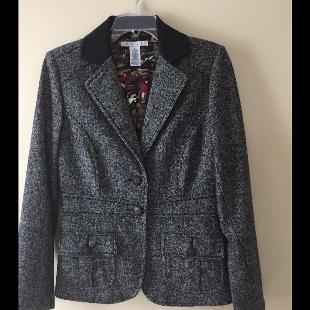 CAbi Herringbone Equestrian Lined wool jacket